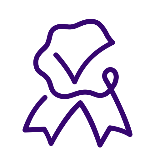 Cartoon badge with checkmark